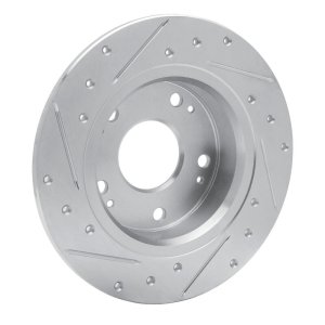 Acura TSX Brake Rotor (1) - Rear Right - R1 Concepts - Drilled & Slotted - Silver - `03-`08